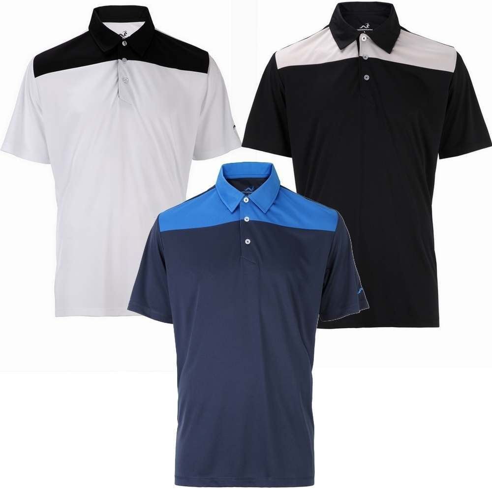 3 Pack Woodworm Golf Panel Polo Shirts, Mens
