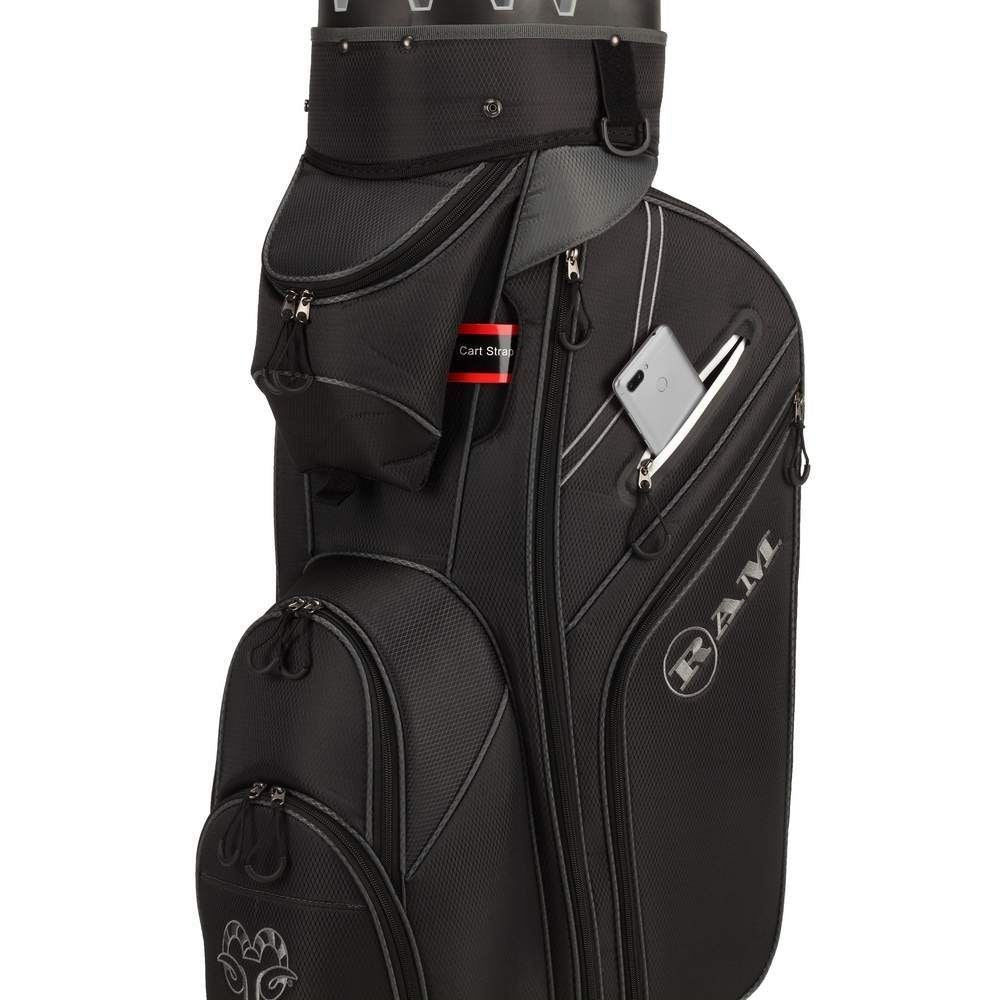 Ram Golf Premium Trolley Bag with 14 Way Molded Organiser Divider Top