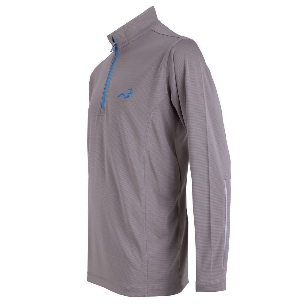 Woodworm Golf Mens 1/4 Zip Pullover Sweater Jumper, Grey/Sky Blue
