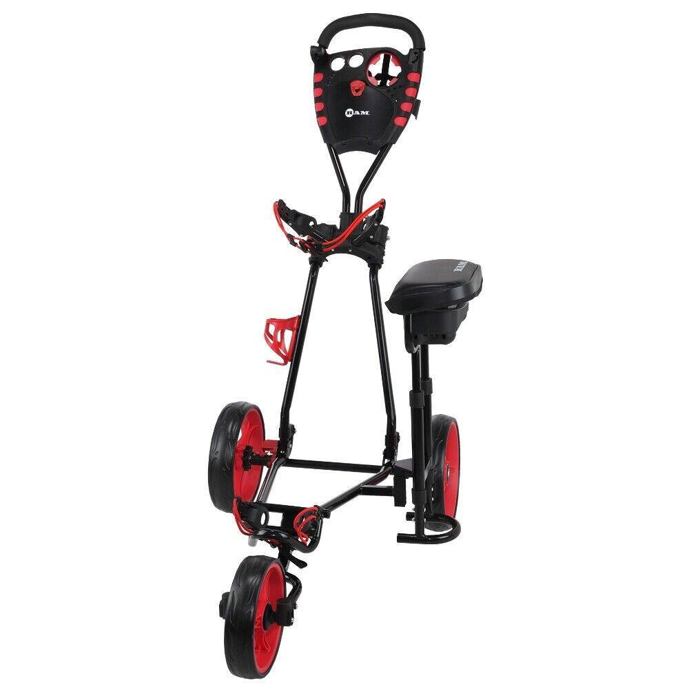 Ram Golf X-Pro Laser 3 Wheel Golf Pull Cart Trolley with Seat
