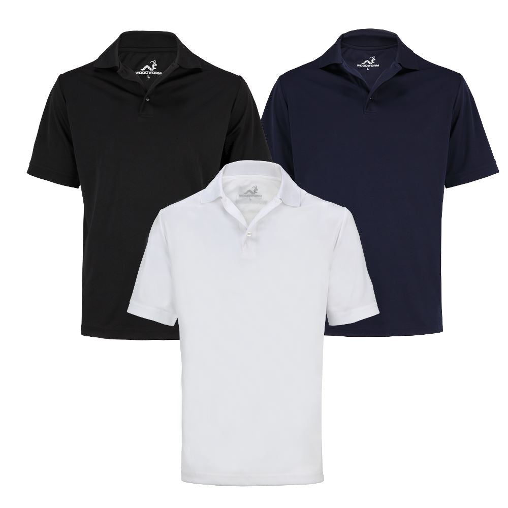 Woodworm Golf Solid Panel Mens Polo Shirts 3 Pack
