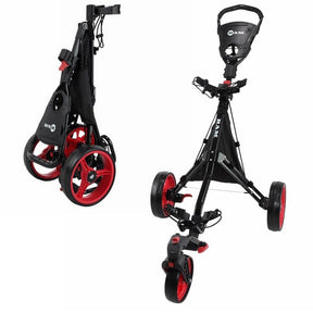 Ram Golf Push Pull 3-Wheel Golf Cart Trolley with 360° Rotating Front Wheel