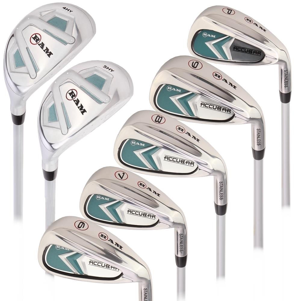 Ram Golf Accubar Lady Right Hand Clubs Iron Set 6-PW with Hybrids 24 and 27[Petite (5'5 and below)]