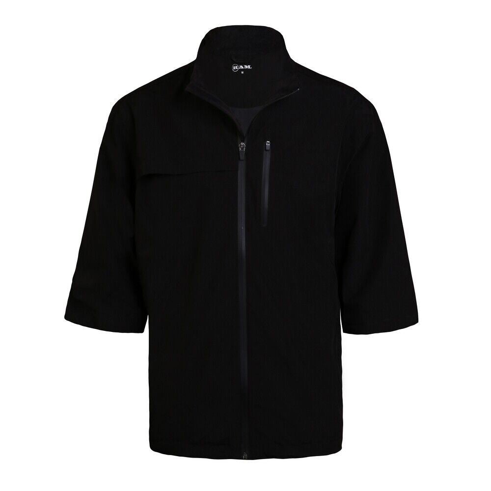 Ram Golf 2-in-1 Waterproof Rain Jacket with Zip Off Sleeves, Black