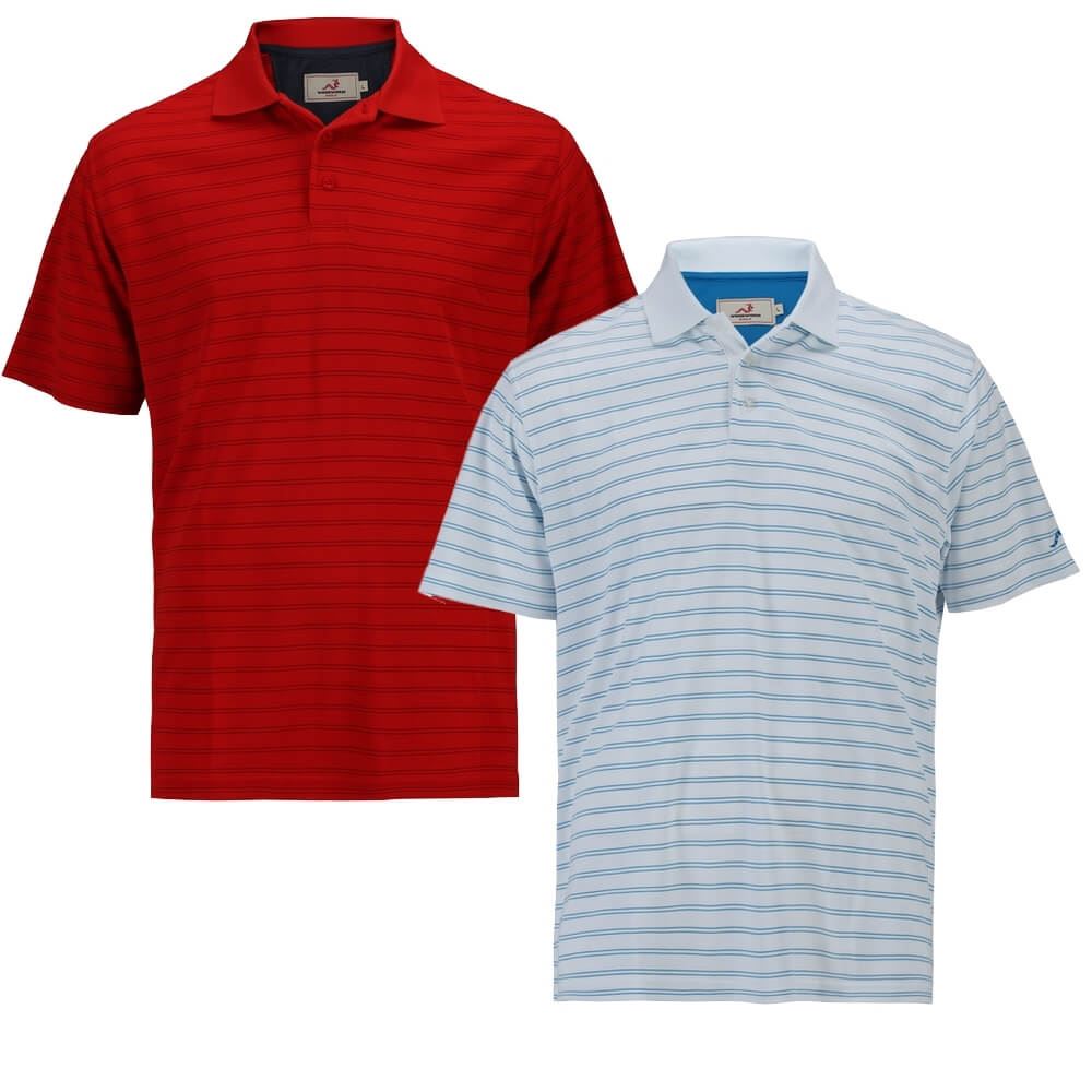 Woodworm Tour Stripe Mens Golf Polo Shirts - 2 Pack