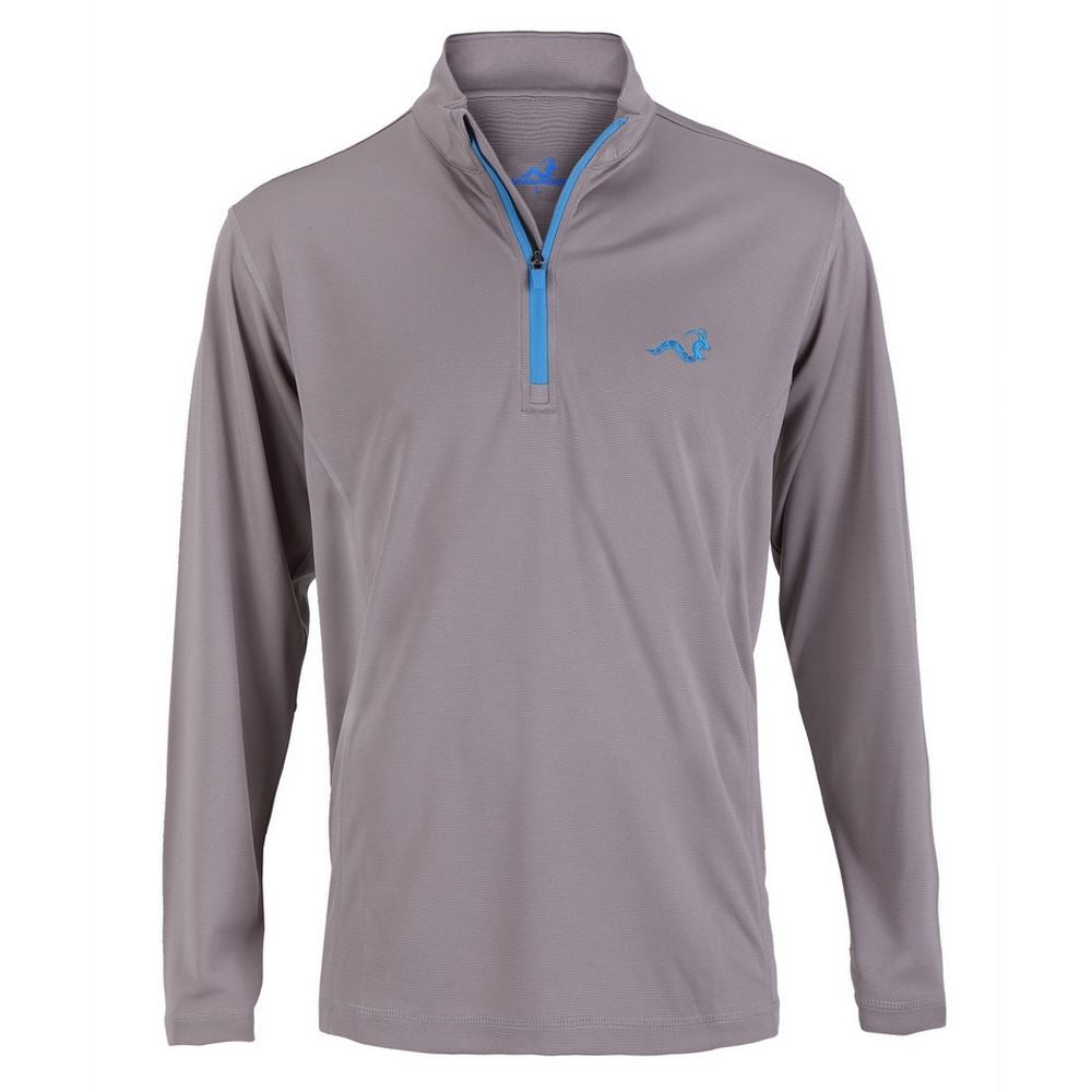 Woodworm Golf Mens 1/4 Zip Pullover Sweater Jumper, Grey/Sky Blue