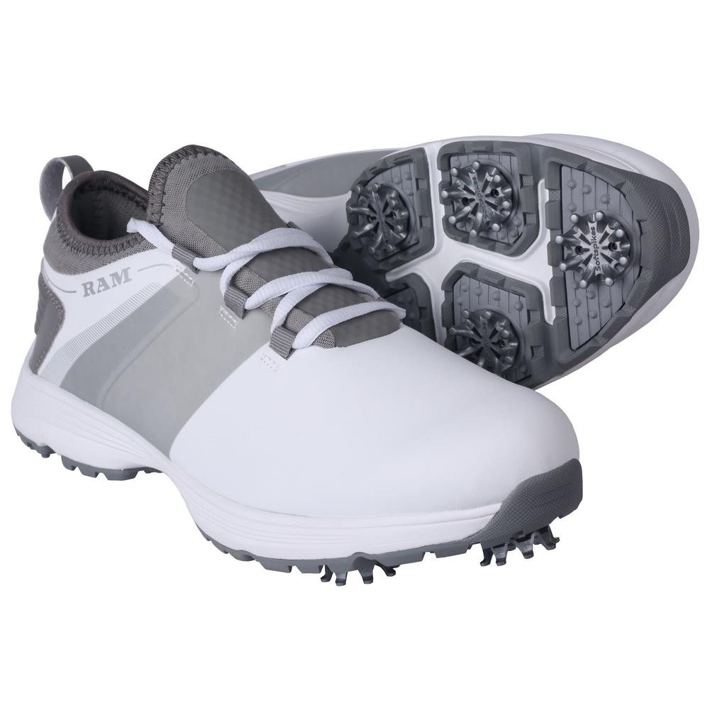Ram Golf XT1 Mens Waterproof Golf Shoes, Spiked, White