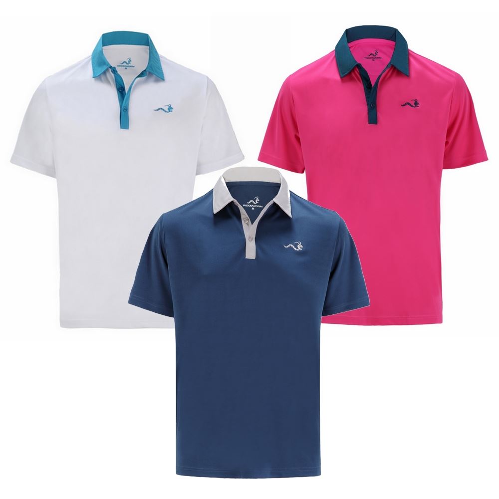 Woodworm Golf Clothes Solid Tech Mens Polo Shirts - 3 Pack