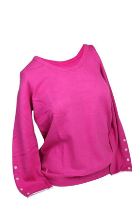 Ashworth Ladies Round Neck Sweater Buttoned Sleeves