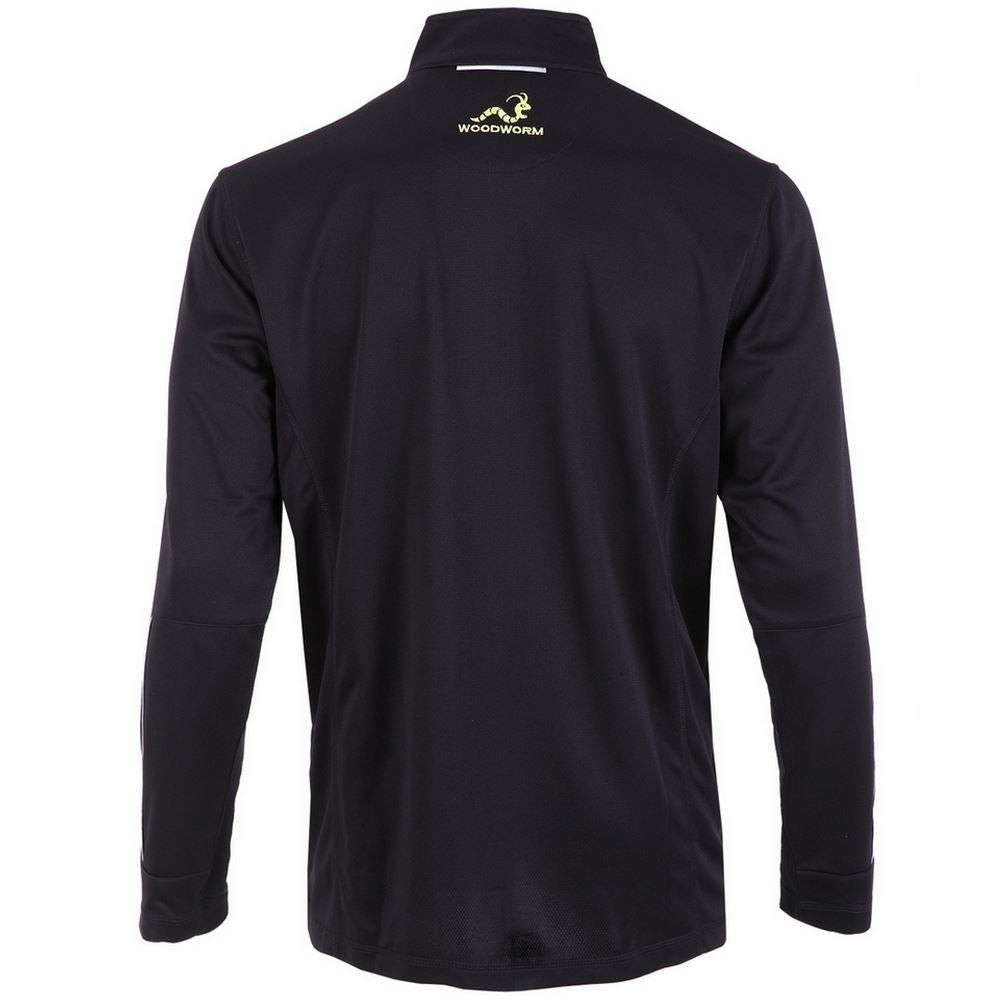 Woodworm Golf Mens 1/4 Zip Pullover Sweater Jumper, Black/Neon