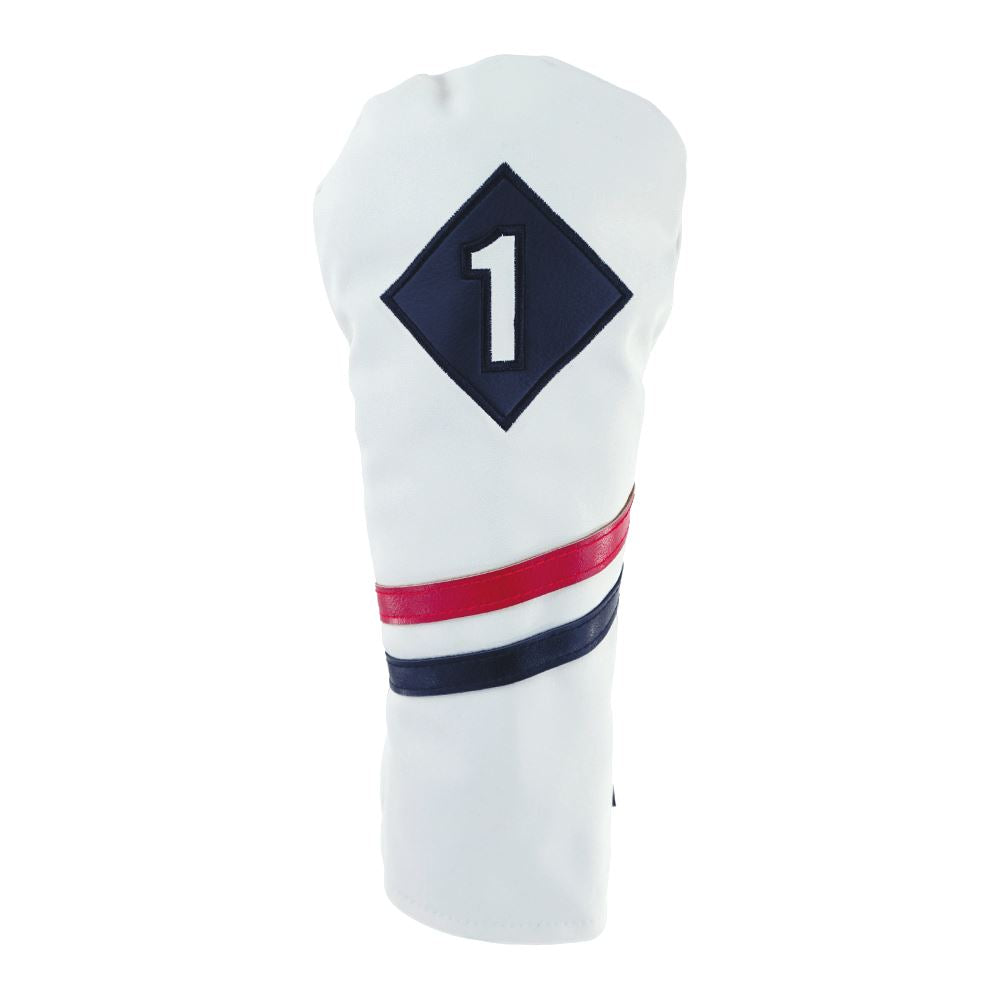 Ram Golf Vintage PU Leather Headcovers Set, White, Driver, Fairway Woods (1,3,5)