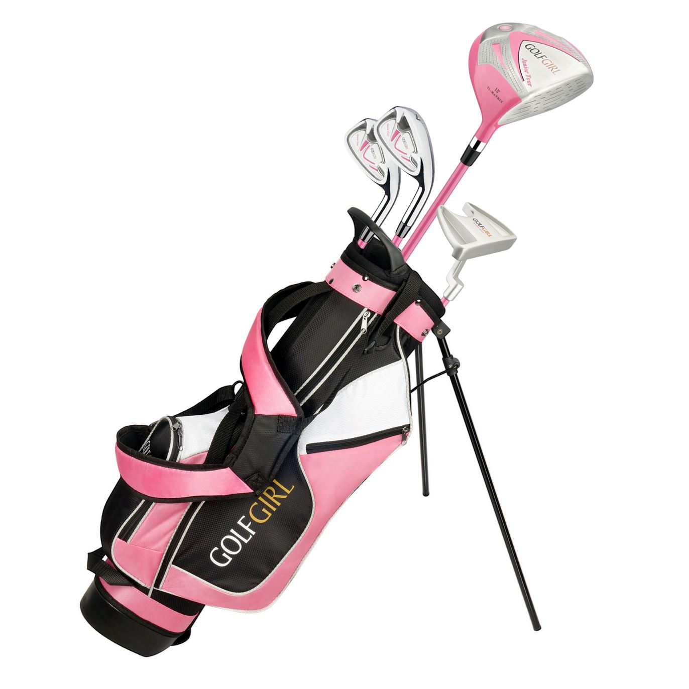 Golf Girl Junior Girls Golf Set V3 with Pink Clubs and Bag, Left Hand
