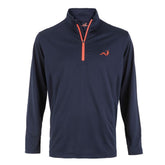 Woodworm Golf Mens 1/4 Zip Pullover Sweater Jumper, Navy/Red