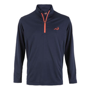 Woodworm Golf Mens 1/4 Zip Pullover Sweater Jumper, Navy/Red