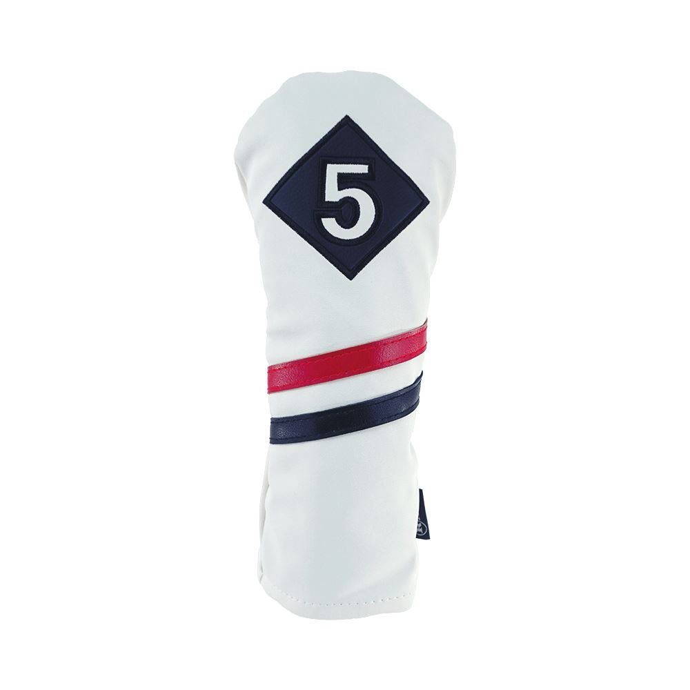 Ram Golf Premium Vintage Style PU Leather Headcovers Retro White 5 Wood