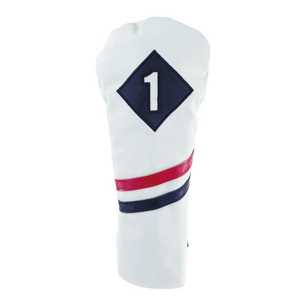Ram Golf Premium Vintage Style PU Leather Headcovers Retro White Driver